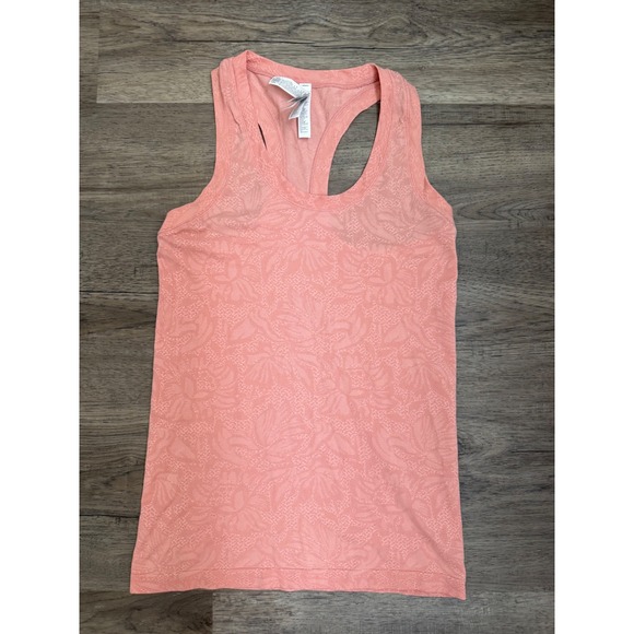Athleta Momentum Tank Top Women's Small Coral Pink Floral Jacquard Athletic - Picture 2 of 7